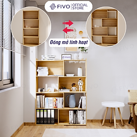 Mua Kệ Sách Gỗ Để Sàn FIVO FB71 Màu Gỗ  Với Tính Năng 2IN1 Đóng Mở Tùy Thích  Nhiều Ngăn Chứa Đồ Rộng Rãi - Hàng Chính Hãng