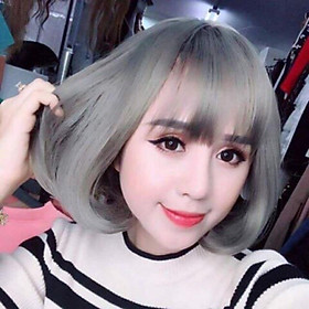 Tóc giả xám khói cúp cao cấp- tặng lưới chùm tóc