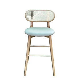 Mua Ghế bar gỗ ash bọc nệm polywood CB DECO-75W Nội thất Capta Ghế ngồi quầy đảo bếp khung gỗ tần bì cao 75cm nệm gỗ polywood lưng tựa đan mắt cáo tại HCM - Nệm PVC