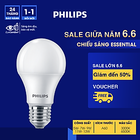 Bóng Philips LED bulb Essential E27 (5W,7W,9W,11W,13W) - E27 (3000K/6500K)