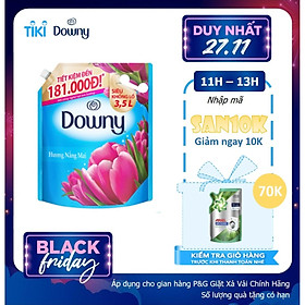 Nước Xả Vải Downy Nắng Mai (3.5L/ Túi) - Giữ quần áo tươi mới - Hương thơm tươi mới kéo dài