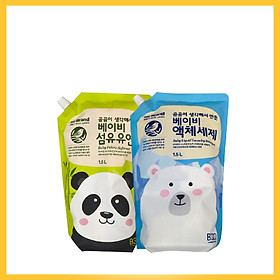 Combo 2 - Nước Giặt + Nước Xả Quần Áo Trẻ Em No Brand Dạng Túi 1.5L Chăm Sóc Áo Quần Của Trẻ