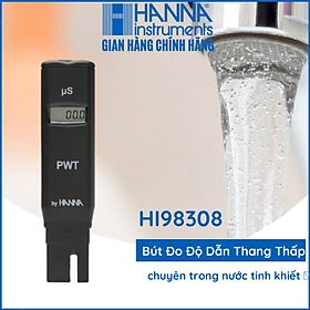 Bút Đo Nhanh Độ Dẫn (EC) Thang Thấp từ 0.0 đến 99.9 µS/cm Trực Tiếp Trong Nước Tinh Khiết, Nước RO, Nước Lọc Nhỏ Gọn (PWT) HANNA HI98308 - Bảo Hành Chính Hãng