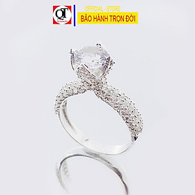 Nhẫn nữ bạc ta cao cấp gắn đá kim cương nhân tạo Bạc Quang Thản -QTNU74
