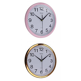 2PCS Modern Wall Clock Watches Silent Non Ticking Home Bedroom Office Decors