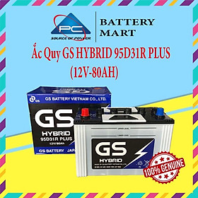 Bình Ắc Quy Nước 12V-80Ah, Ắc Quy Ô Tô GS HYBRID 95D31R PLUS