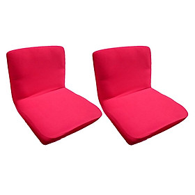 2Pcs Red Removable Dining Low Back One-piece Chair Seat Cover Slipcover