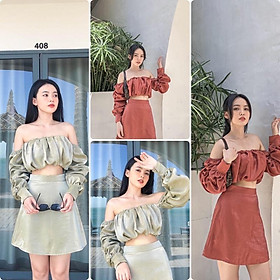 Áo croptop nhún ngực