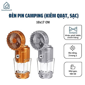 Đèn Pin Camping 3 in 1 Đèn Bão Du Lịch Đi Câu Cá Cắm Trại Picnic Sạc Năng Lượng Mặt Trời Có Quạt Kiêm Sạc Dự Phòng - Hàng Loại 1 - Chính Hãng MINIIN - ngẫu nhiên