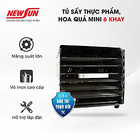 Tủ sấy thực phẩm mini dùng cho gia đình 6 khay NEWSUN -  Sấy khô đảm bảo chất lượng, năng suất cao - Hàng chính hãng