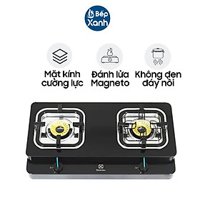 Bếp Gas Đôi Electrolux ETG727GKR - Công suất 3000W - Hàng Chính Hãng