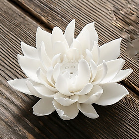 Mua HOA SEN GỐM SỨ TRẮNG CẮM NHANG   THẮP HƯƠNG   TRANG TRÍ BÀN TRÀ LOẠI LỚN 13cm