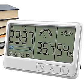 Nhiệt kế xung quanh, đồng hồ đo độ ẩm bên trong với đồng hồ báo thức - Máy đo độ ẩm kỹ thuật số nhiệt kế xung quanh, máy đo độ chính xác cao và màn hình lớn