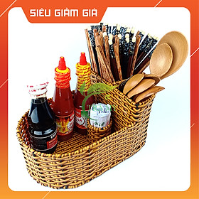 Mua Khay đựng đũa muỗng oval dành cho quán ăn gia đình  khay đựng nhựa mây cao cấp chất lượng