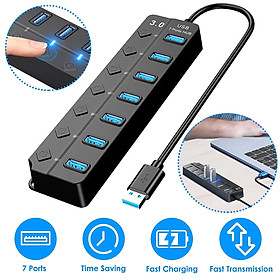 Mua Hub chia cổng usb 3.0 cao cấp - Bộ chia 4 cổng usb 1 ra 7 tốc độ 5Gbps có đèn led dành cho laptop  PC - hàng chính hãng Vinetteam