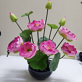 Hoa lụa, Bó hoa sen giả kèm nụ và lá  sen dùng để trang trí nhà cửa, văn phòng, nhà hàng, trưng bày ở ban thờ gia tiên, ban thờ phật (chưa gồm bình gốm sứ)