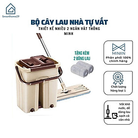 Bộ Cây Lau Nhà Tự Vắt 360 Độ, Siêu Nhanh - Chổi Lau Nhà Tách Nước, Cán Inox Chắc Chắn, Tiện Lợi, Sạch Gọn - Hàng Loại 1 - Chính Hãng MINIIN- Tặng Kèm 2 Bông Lau