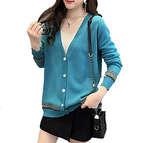 Áo khoác Cardigan len nữ họa tiết trẻ trung đủ size Đũi Việt DV36