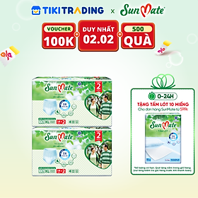 [Mẫu mới] Combo 2 Tã quần SunMate siêu mềm mại G1 mới size XL-14+2 miếng