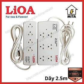 Ổ Cắm Điện Công Suất Lớn Chịu Tải LiOA NEW - 4 lỗ, 6 lỗ dây dài 2.5m 2 lõi