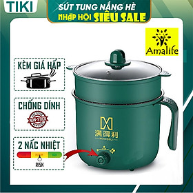 Mua Nồi Lảu Mini Đa Năng 2 Tầng  Ca Nấu Mì Hàn Quốc Có Kèm Khay Hấp 1.8L  Amalife - Hàng Chính Hãng