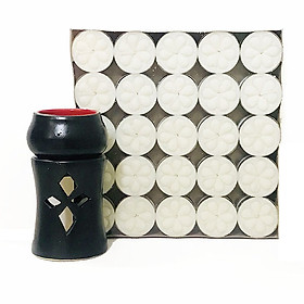 Mua Combo Đế Đốt Tinh Dầu Hình Trụ Rời Kèm 100 Viên Nến Tealight Cháy 4 - 5 giờ