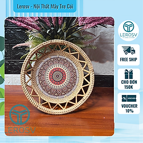 Khay Mây Khảm Cao Cấp Chất Liệu Mây Tự Nhiên Đựng Đồ Đa Năng Nhiều Size