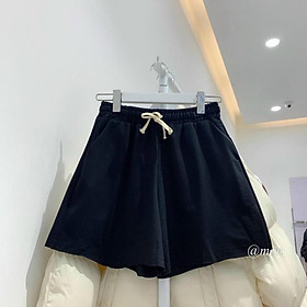 QUẦN THUN LỬNG TRƠN ỐNG RỘNG CHẤT DA CÁ AZURA FASHION, Quần Short Lửng Đen Trơn cartoon 3D CUTE, quần đùi nữ