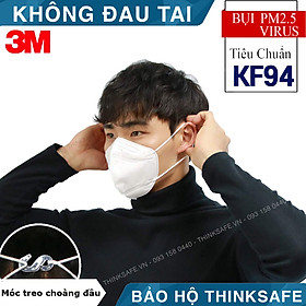 Khẩu trang phòng dịch 3M 9013 kháng khuẩn và chống bụi mịn đạt chuẩn KF94 tương đương với khẩu trang N95, chuyên dùng cho chống lây nhiễm, thiết kế không đau tai