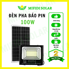 Đèn Năng Lượng Mặt Trời MIFIDI | Đèn Pha Báo Pin 100W ánh sáng vàng sang trọng LP100V