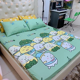 Mua Bộ Ga Gối Poly Cotton khủng long xanh loại đẹp bo chun đủ kích thước + vỏ gối ôm  chất mềm  không phai  không xù lông.