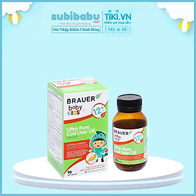 Brauer Ultra Pure Cod Liver Oil With DHA giúp phát triển xương cho bé lọ 90 viên
