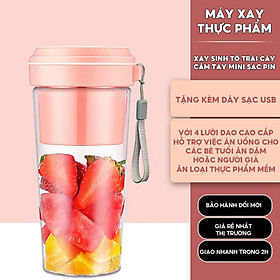 Máy Xay Sinh Tố Mini Cầm Tay Dung Tích 270ml 4 Lưỡi Xay Công Suất Mạnh