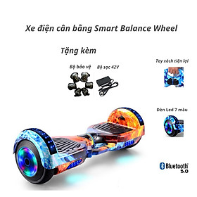 Xe Điện Cân Bằng 2 bánh lớn 6.5 inch Kèm tay chống - Nhạc - Bluetooth tặng miếng bảo vệ + đồng hồ LED + tặng đồ bảo hộ - Hàng Nhập Khẩu