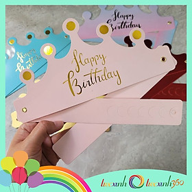Vương miện sinh nhật chữ Happy Birthday ép kim gấp gọn