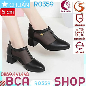 Giày bốt nữ cổ ngắn 5p RO359 ROSATA tại BCASHOP mũi tròn phối lưới thời trang và phá cách - màu đen