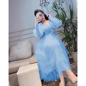 Đầm xoè lưới tầng xếp kết hoa nổi -MS27V-Size S/M/L/XL đến 64kgMM MM