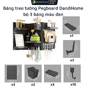 Kệ giá bảng treo tường DandiHome trang trí pegboard để đồ decor bàn học, phòng bếp, nhà tắm, đã kèm đầy đủ phụ kiện, có thể dán kính không cần khoan đục