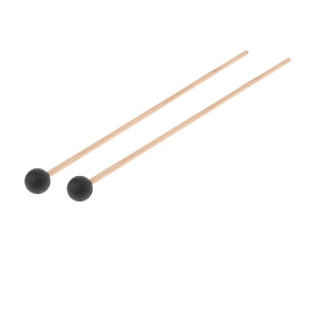 2x Marimba Mallets with Wooden Handle Percussion Instrument Kit Beater Rubber Mallet Percussion Xylophone Bell Mallets for Practitioners