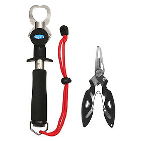 Fish Lip Gripper with Stainless Steel Fishing Plier Scissor Fishing Grabber with Scale Ruler and Measuring Tape Fishing