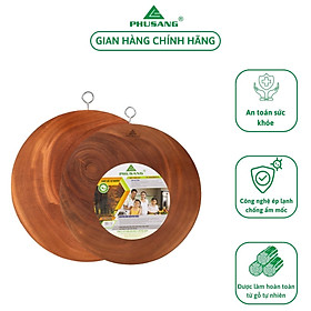 Mua Thớt gỗ tự nhiên hình tròn PHUSANG được làm từ gỗ xà cừ dùng để băm chặt và thái thức ăn vô cùng an toàn