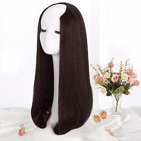 Tóc giả kẹp chữ U thẳng cụp dài, tóc kẹp U, kẹp 3/4 đầu 9129