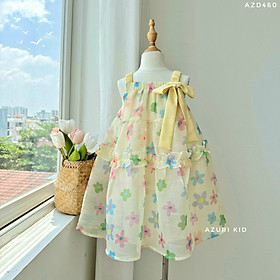 Đầm babydoll cho bé gái đính nơ cánh tiên phong cách Hàn Quốc từ 12-35kg chất vải tơ mềm mát