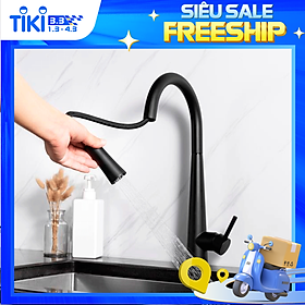 Mua Vòi Rửa Chén Nóng Lạnh Pull-down Ecalite EF-K149B - Có Dây Rút - Điều Chỉnh Tia Nước - Đồng Thau Sơn Đen - Hàng Chính Hãng