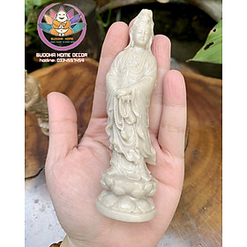 Mua Tượng Mẹ Quan Âm 11cm đá sỏi màu trắng vàng trang trí nội thất nhà cửa- phong thủy- thờ cúng
