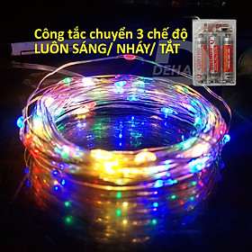 Dây đèn nháy led đom đóm trang trí dùng pin nhiều màu, bóng đèn nháy fairy light cao cấp décor phòng, nhà cửa, tết (Tùy chọn chiều dài dây)