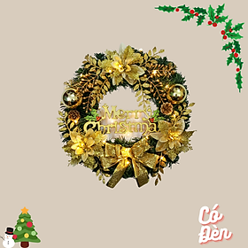 Mua Vòng Hoa Trang Trí Noel D41 size 40cm Tặng Kèm Đèn Vòng Nguyệt Quế Giáng Sinh
