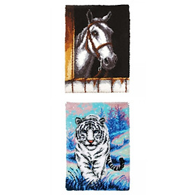 2Set Pre Printed Latch Hook Rug Kits DIY Crafts  Year Festival Gift