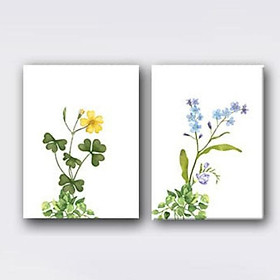 Bộ 2 Tranh Canvas Viền Composite Treo Tường Phòng Khách "Hoa Dại" W054