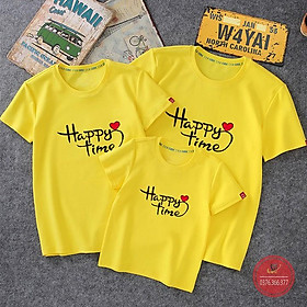 Áo Gia đình cổ tròn - Happytime - màu vàng